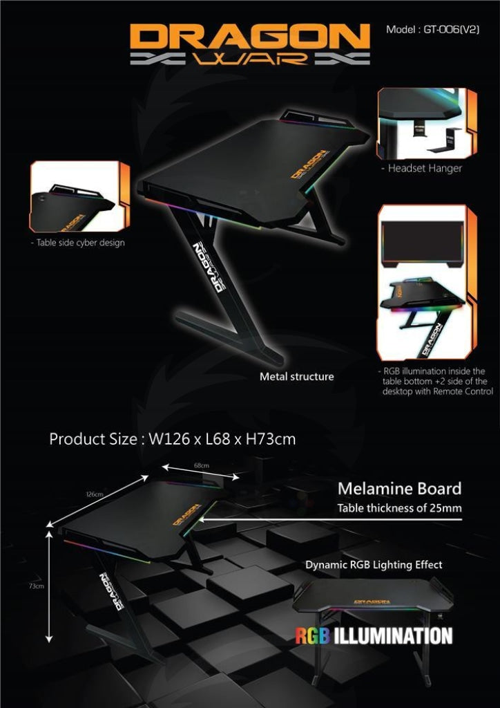 DRAGON WAR GAMING DESK GT-006 DRAGON WAR GAMING DESK GT-006